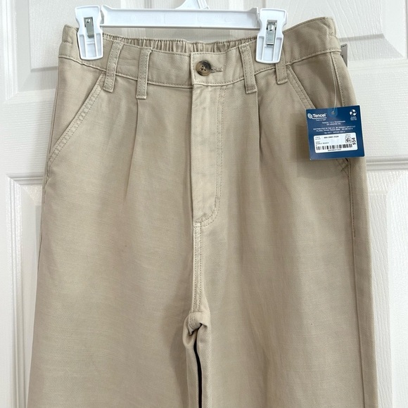 NWT Arizona Women Junior Wide Leg Khaki Tan Pants Sz 0 Classic Pocket Uniform - Picture 3 of 12